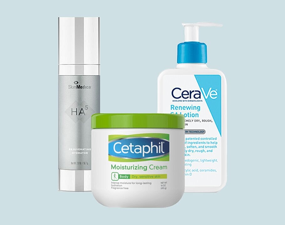 Skincare products for moisturizing and hydration.
