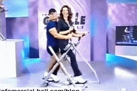 Fitness demonstration on an infomercial set.